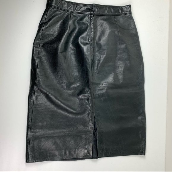 VINTAGE The Boutique of Leathers  Black Leather Skirt - Picture 3 of 7